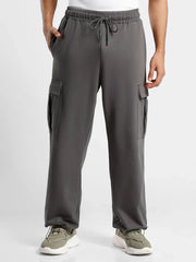 Men’s Korean Dark Grey Cargo Joggers – Relaxed Fit, Streetwear Style with Multiple Utility Pockets & Adjustable Drawstring Hem