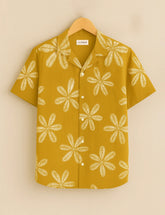 Sunny Bloom Mustard Half Sleeve Shirt GenZ Edition