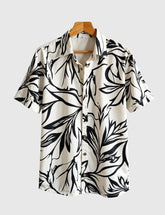 Monochrome Jungle Breeze Shirt – Bold Black Leaf Print on Cream