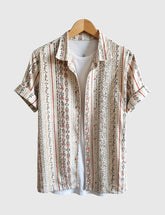 Boho Breeze Men's Tribal Stripe Shirt – Effortless Cool with Cultural Flair