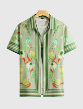 Botanical Bloom Men's Retro Floral Shirt – Garden-Inspired Elegance in Green