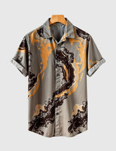 Lava Flow Luxe Shirt – Abstract Swirl Print in Earthy Tones