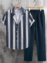 Classic Stripes Co-ord – Blue & White Strip Shirt with Relaxed Blue Pant