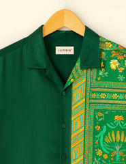 Heritage Vibe Green Printed Half Sleeve Shirt GenZ Edition