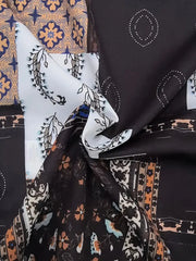 Korean Co-ord Set – Retro Patchwork Shirt Paired with Black Cotton Trousers