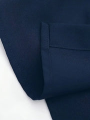 Korean Style Co-ord – Navy Blue Shirt with Palm Tree Print & Relaxed Pants