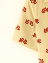 Desi Lotus Beige Printed Half Sleeve Shirt GenZ Edition