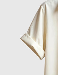 MonoBloom Contrast Shirt – Cream Casual Button-Up with Bold Daisy Stripe