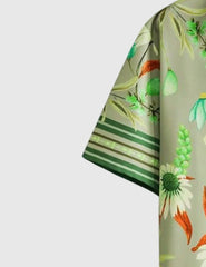Botanical Bloom Men's Retro Floral Shirt – Garden-Inspired Elegance in Green
