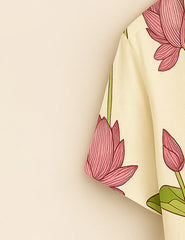 Pastel Cream Lotus Men’s Half Sleeve Shirt GenZ Edition