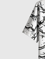 Monochrome Marble Flow Shirt – Black Abstract Swirl Print on White