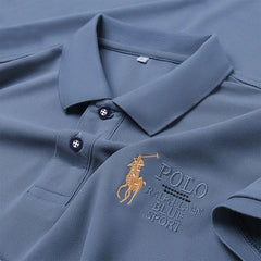 Classic Polo T-Shirt with Golden Rider Embroidery – Premium Sports Edition