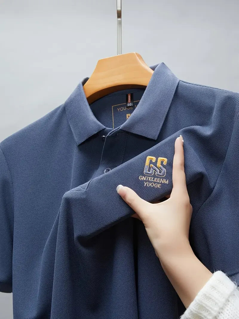 Gentlemen’s Signature Polo T-Shirt – Premium Knit Texture with GS Embroidery