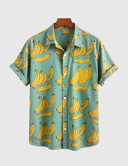 Peel Good Vibes Banana Print Men's Summer Shirt – Playful & Bold Style