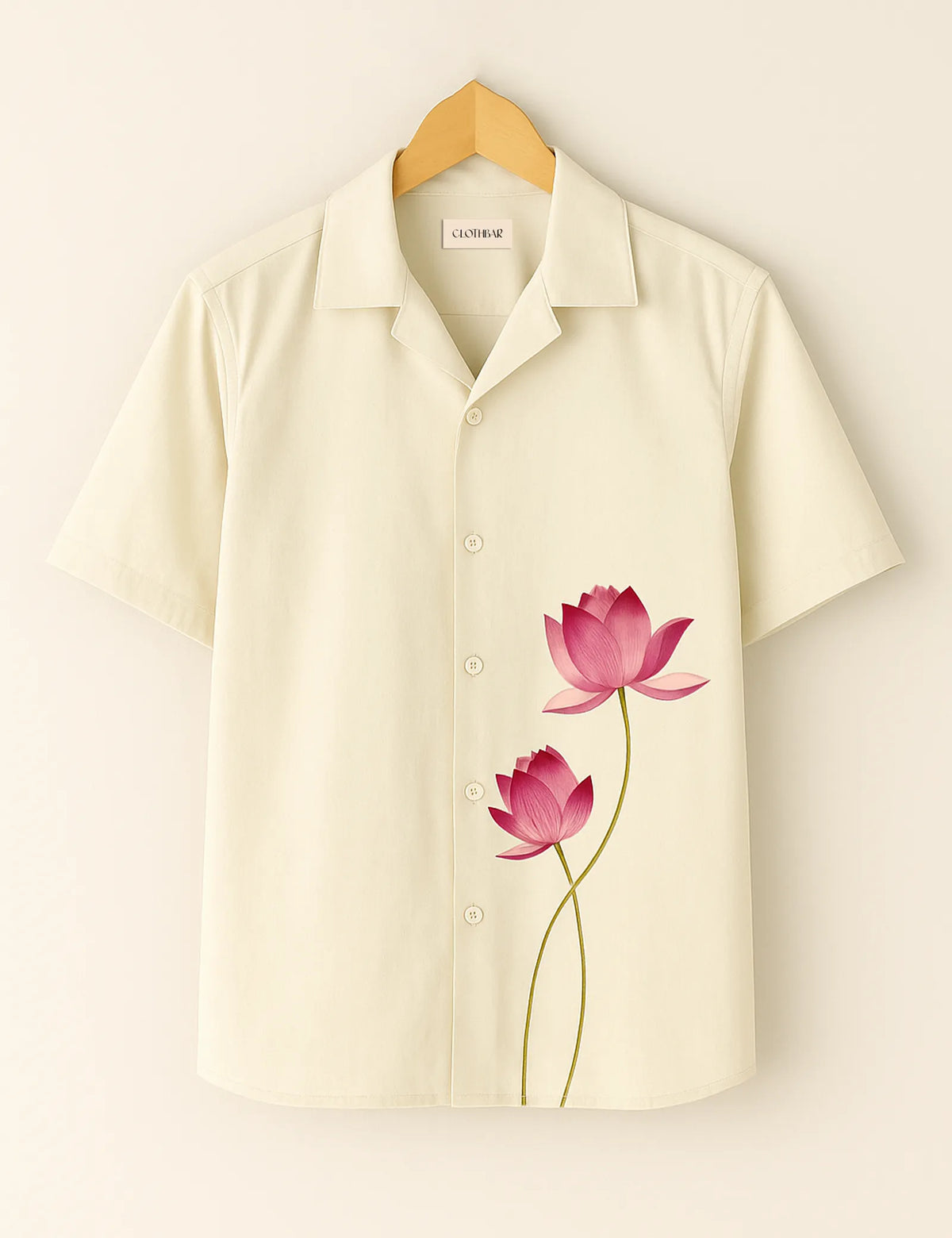 Serene Lotus Design Printed Half Sleeve Shirt GenZ Edition