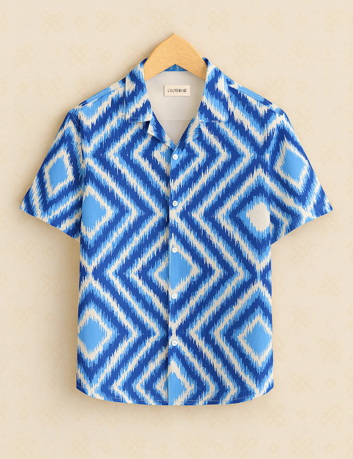 Blue Diamond Pattern Resort Fit Men’s Half Sleeve Shirt GenZ Edition