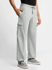Men’s Korean Light Grey Cargo Joggers – Relaxed Fit, Streetwear Style with Multiple Utility Pockets & Adjustable Drawstring Hem