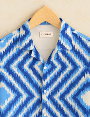 Blue Diamond Pattern Resort Fit Men’s Half Sleeve Shirt GenZ Edition