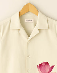 Serene Lotus Design Printed Half Sleeve Shirt GenZ Edition