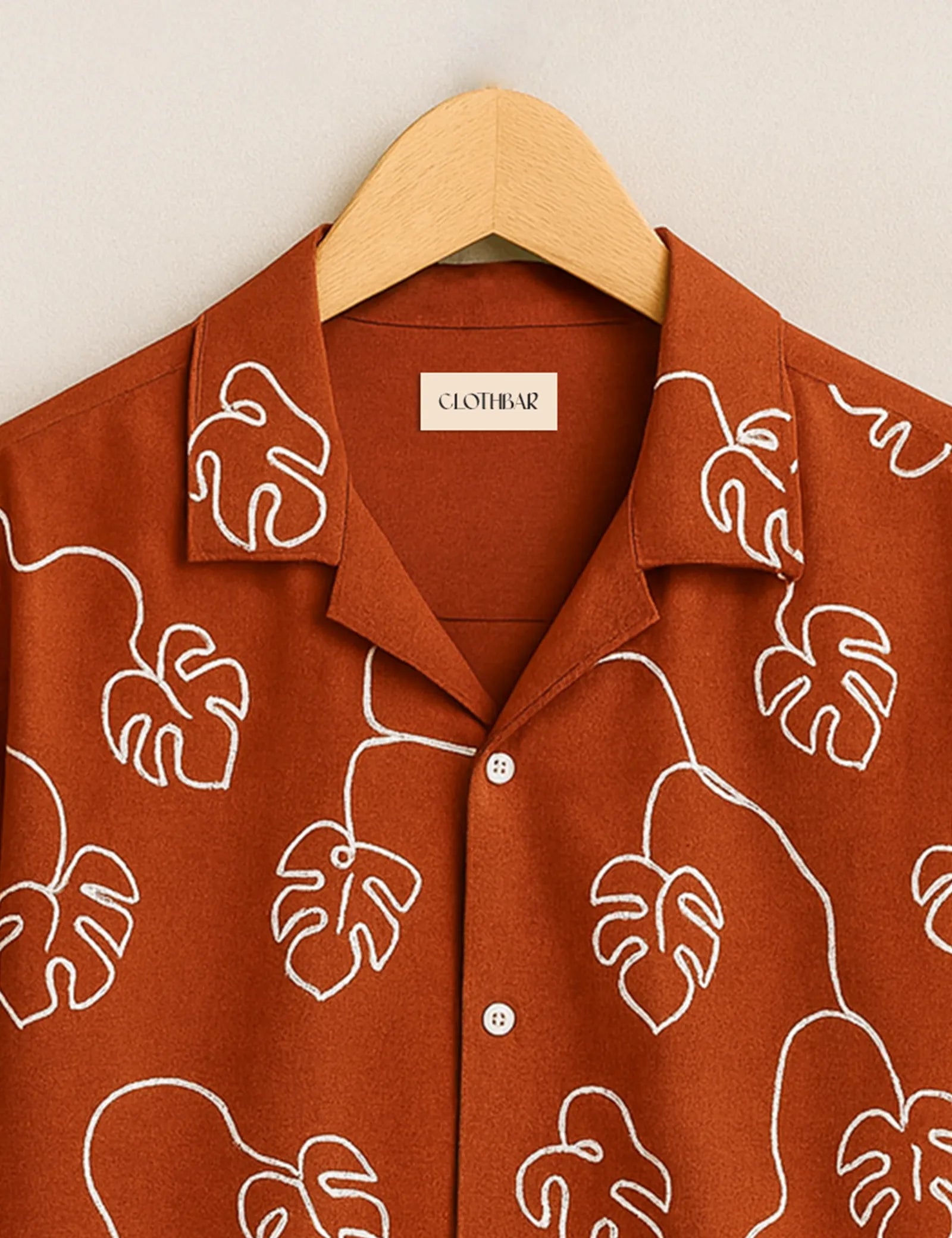 Men’s Terracotta Monstera Print Half Sleeve Shirt GenZ Edition