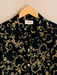 Black Regal Swirl Design Men’s Half Sleeve Shirt GenZ Edition
