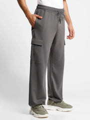 Men’s Korean Dark Grey Cargo Joggers – Relaxed Fit, Streetwear Style with Multiple Utility Pockets & Adjustable Drawstring Hem