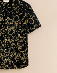 Black Regal Swirl Design Men’s Half Sleeve Shirt GenZ Edition