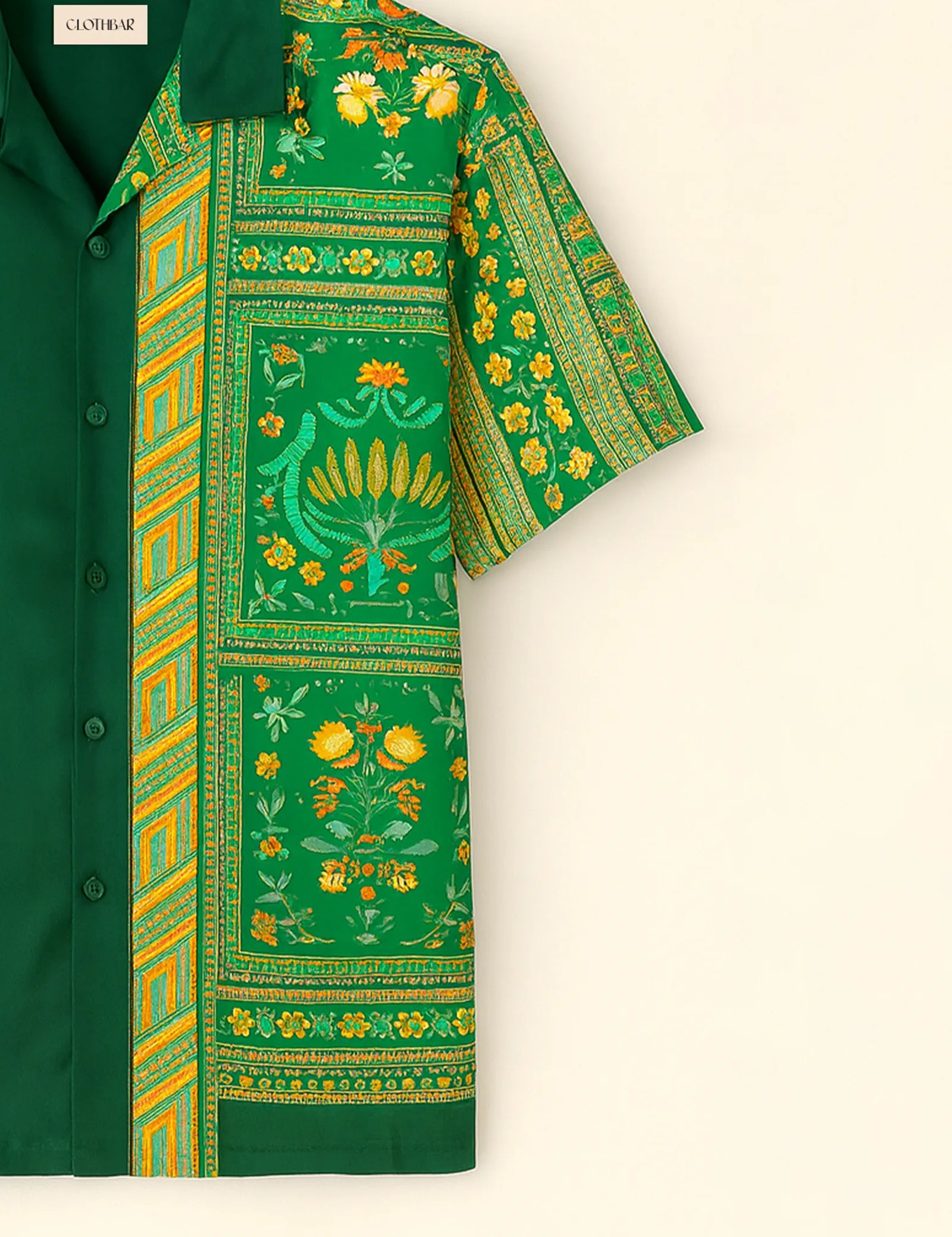 Heritage Vibe Green Printed Half Sleeve Shirt GenZ Edition