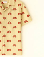 Desi Lotus Beige Printed Half Sleeve Shirt GenZ Edition