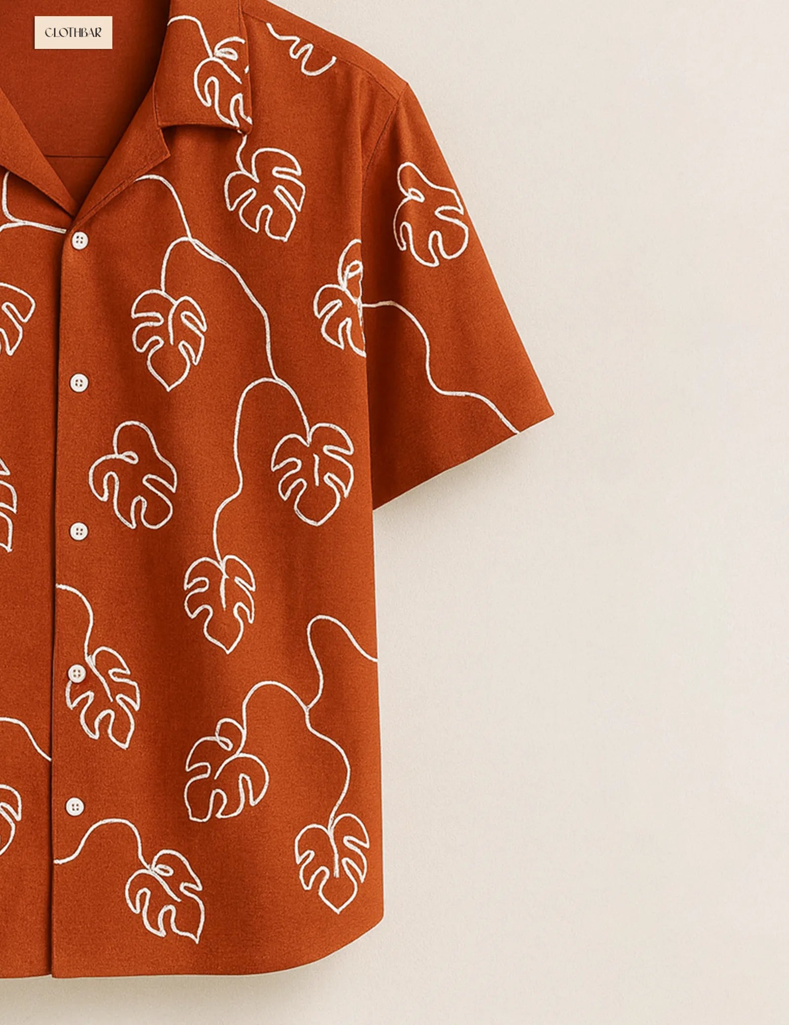 Men’s Terracotta Monstera Print Half Sleeve Shirt GenZ Edition