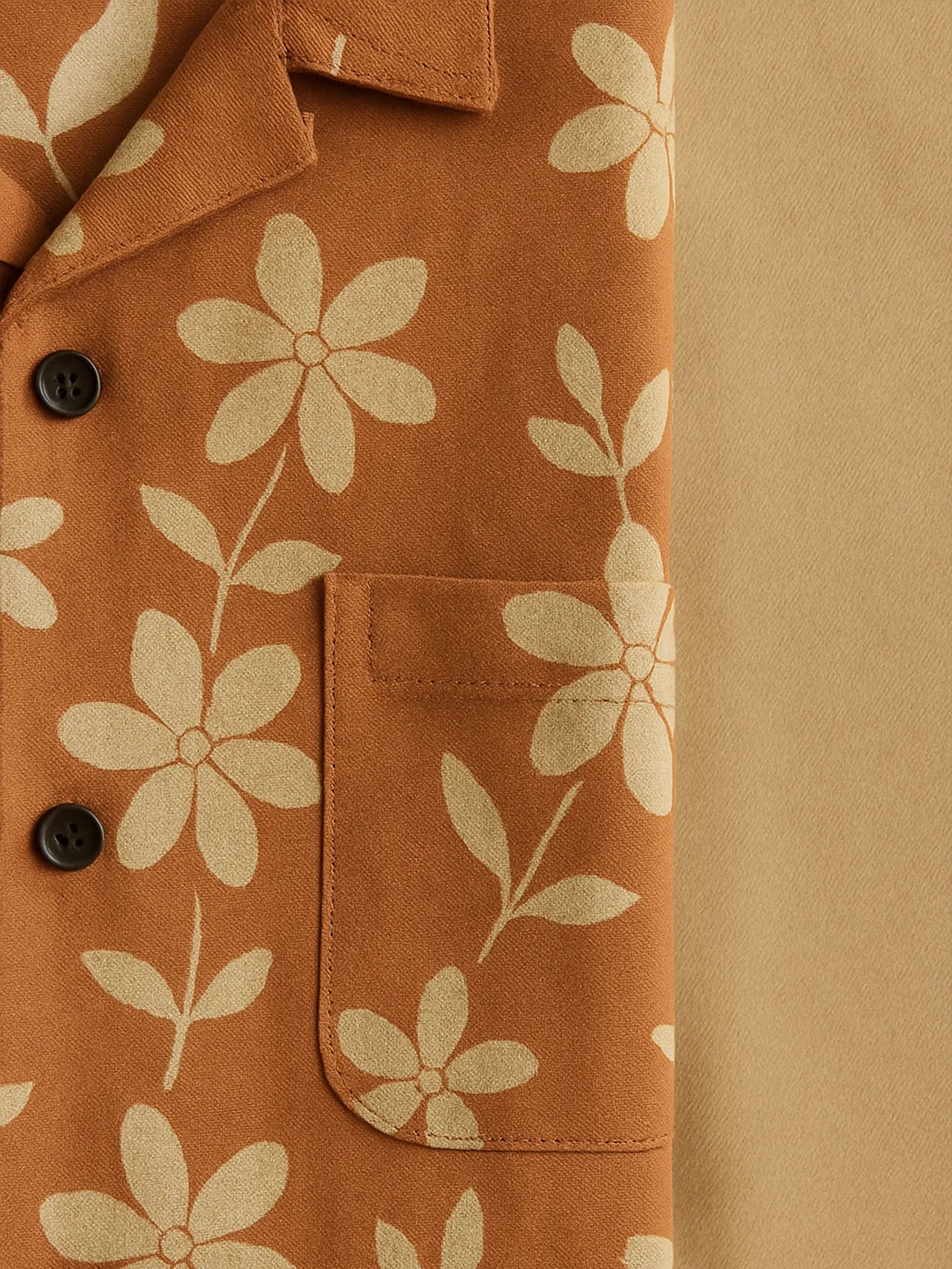 Retro Bloom Co-ord Set – Korean Fit Shirt with Minimal Beige Pants