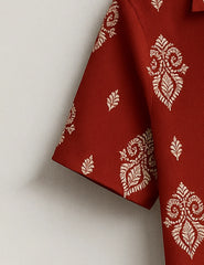 Royal Vibe Maroon Printed Half Sleeve Shirt GenZ Edition