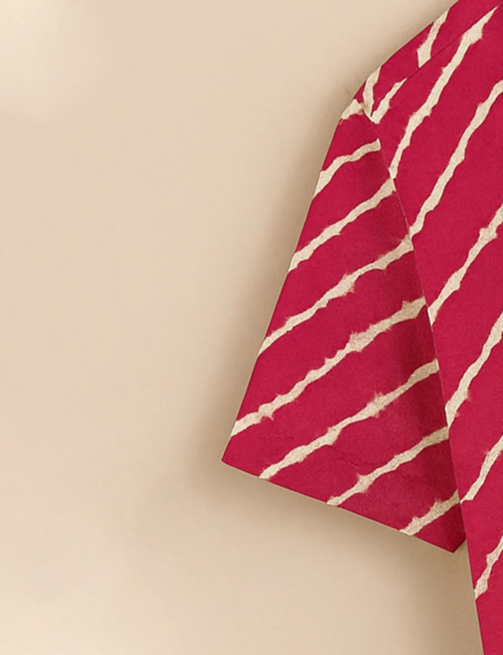 Magenta & Cream Stripe Print Men’s Half Sleeve Shirt GenZ Edition