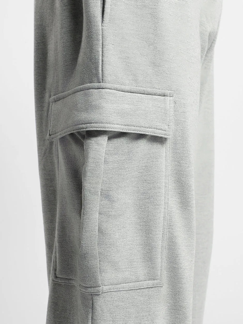 Men’s Korean Light Grey Cargo Joggers – Relaxed Fit, Streetwear Style with Multiple Utility Pockets & Adjustable Drawstring Hem