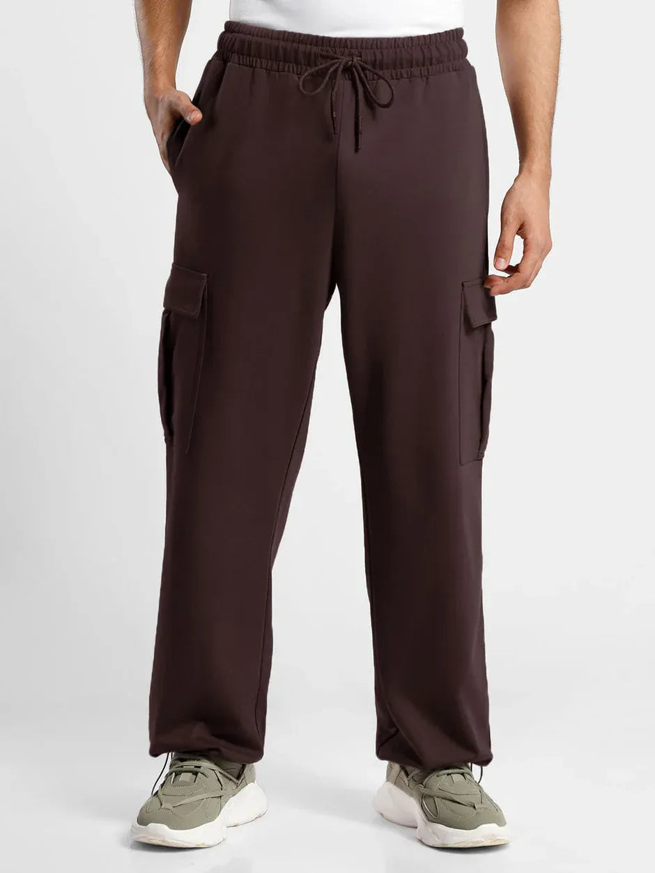 Men’s Korean Brown Cargo Joggers – Relaxed Fit, Streetwear Style with Multiple Utility Pockets & Adjustable Drawstring Hem