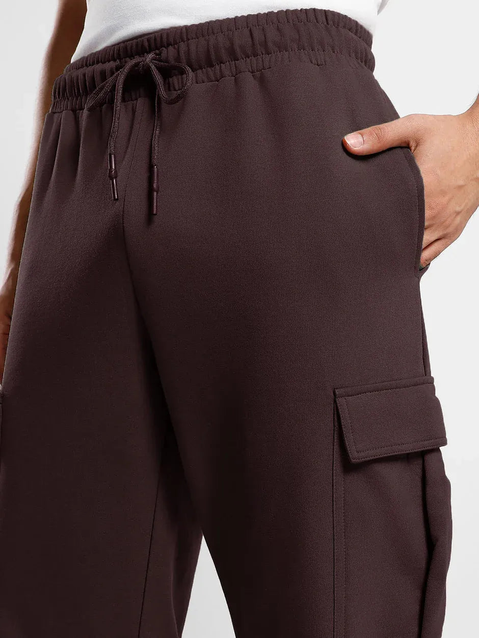 Men’s Korean Brown Cargo Joggers – Relaxed Fit, Streetwear Style with Multiple Utility Pockets & Adjustable Drawstring Hem