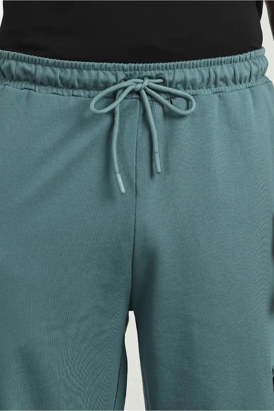 Men’s Korean Teal Blue Cargo Joggers – Relaxed Fit, Streetwear Style with Multiple Utility Pockets & Adjustable Drawstring Hem