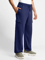 Men’s Korean Navy Blue Cargo Joggers – Relaxed Fit, Streetwear Style with Multiple Utility Pockets & Adjustable Drawstring Hem